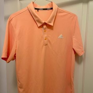 3 Medium Adidas golf polo shirts / pink & light orange tangerine & orange stripe